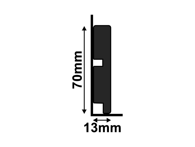 Rodapé Santa Luzia 3451 em Poliestireno 7cm Preto