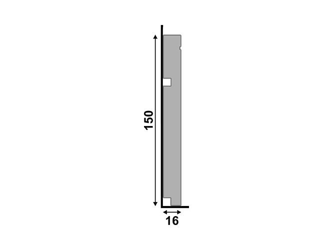 Rodapé Santa Luzia 518 em Poliestireno 15cm Cinza Titanium